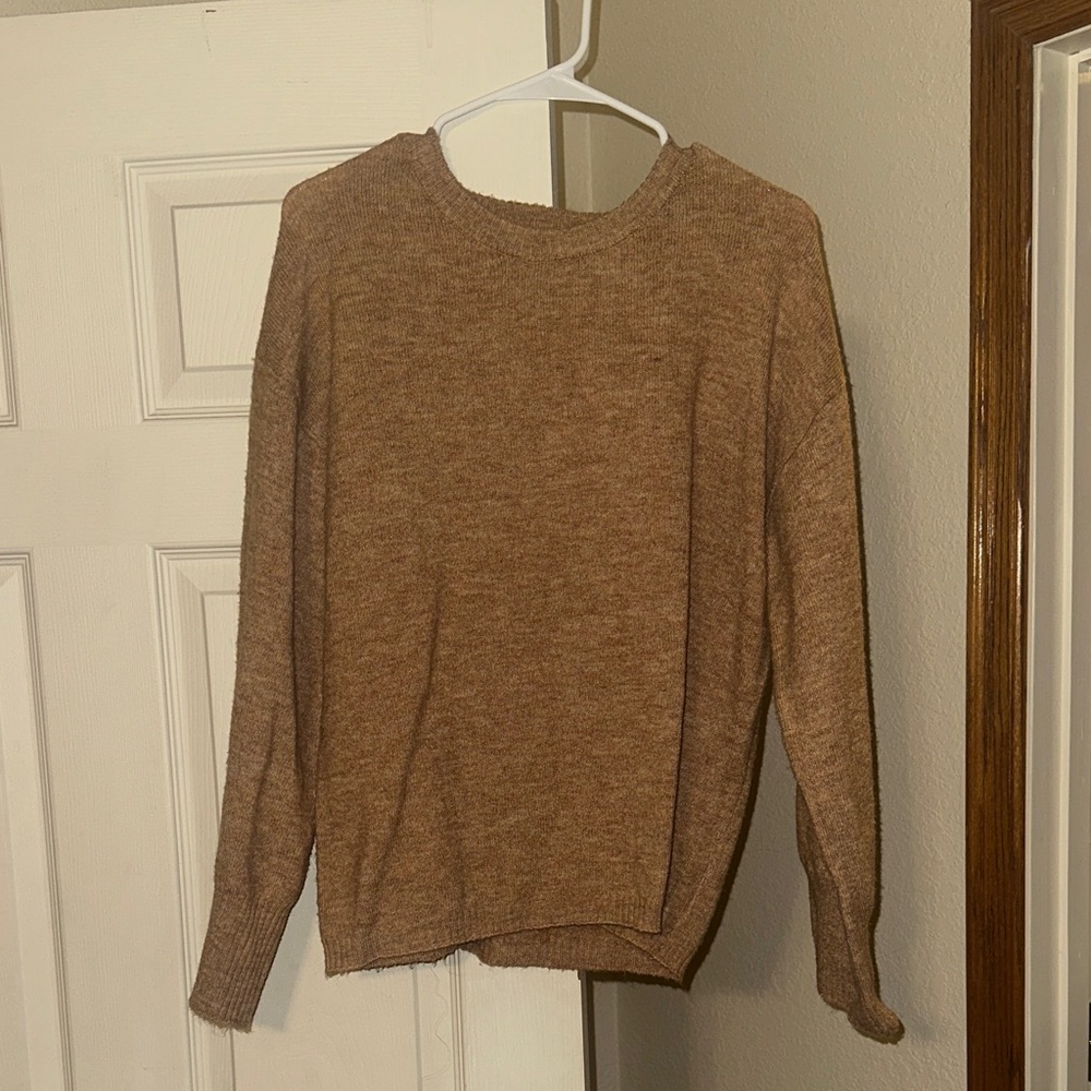 Elegant Tan Women's Crew Neck Sweater